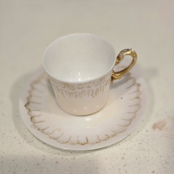 Limoges France Demitasse Cup & Saucer Hand Painted Gold c.1900 - Picture 9 of 12